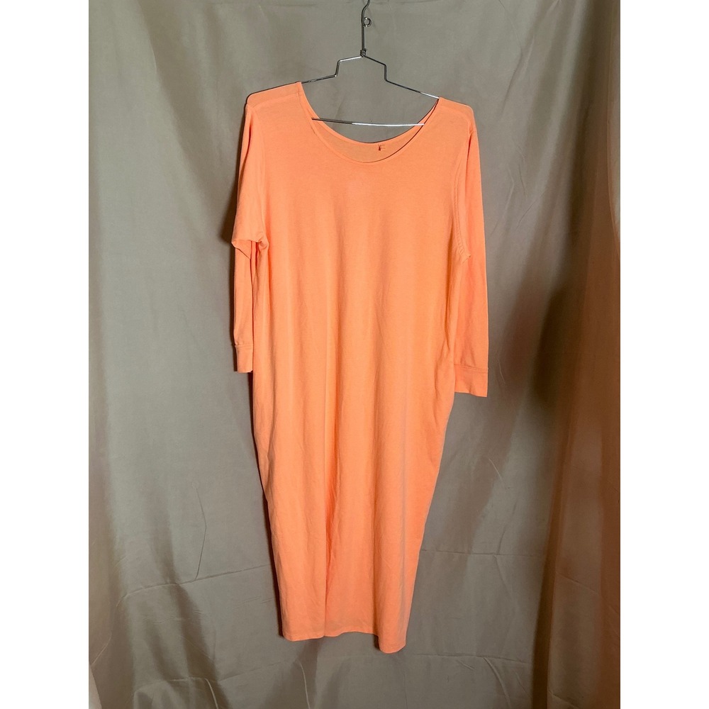 Unbranded Midi Dress Womens XL Orange Excellent Long Sleeve Scoop Neck Pockets